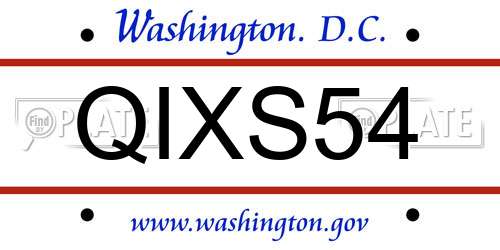 QIXS54 District Of Columbia License Plate