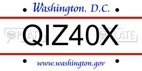 QIZ40X District Of Columbia License Plate