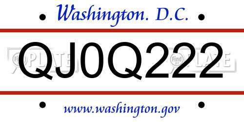 QJ0Q222 District Of Columbia License Plate