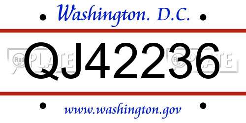QJ42236 District Of Columbia License Plate