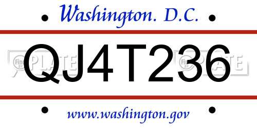 QJ4T236 District Of Columbia License Plate