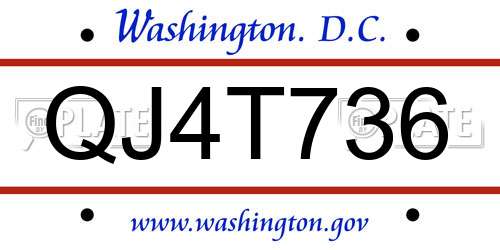 QJ4T736 District Of Columbia License Plate