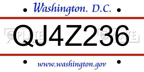 QJ4Z236 District Of Columbia License Plate