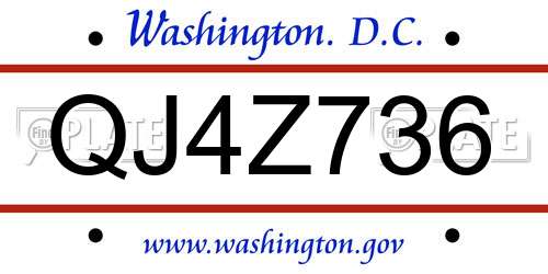 QJ4Z736 District Of Columbia License Plate