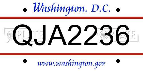 QJA2236 District Of Columbia License Plate