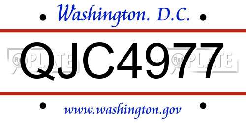 QJC4977 District Of Columbia License Plate