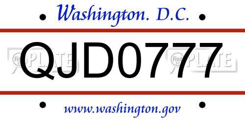 QJD0777 District Of Columbia License Plate