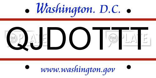QJDOTTT District Of Columbia License Plate