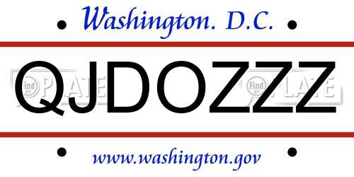 QJDOZZZ District Of Columbia License Plate