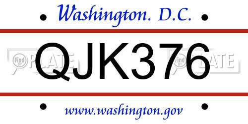 QJK376 District Of Columbia License Plate