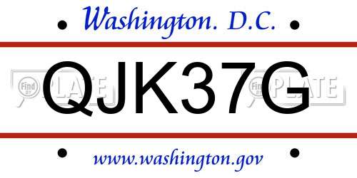 QJK37G District Of Columbia License Plate