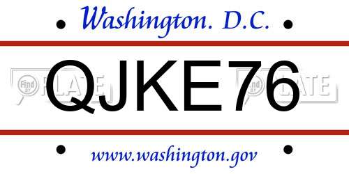 QJKE76 District Of Columbia License Plate