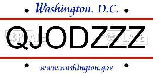 QJODZZZ District Of Columbia License Plate