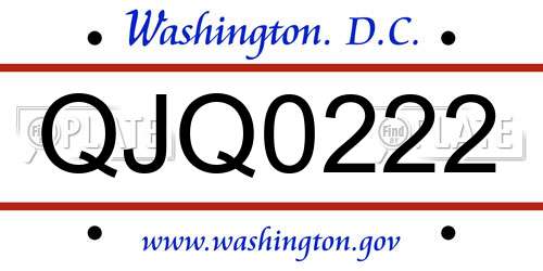 QJQ0222 District Of Columbia License Plate