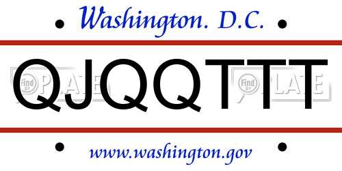 QJQQTTT District Of Columbia License Plate