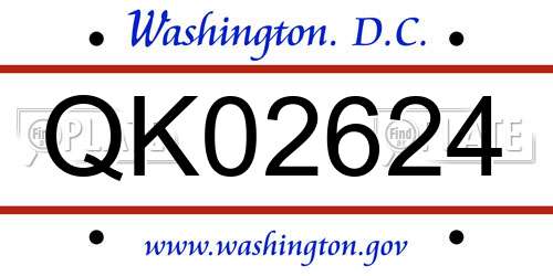 QK02624 District Of Columbia License Plate