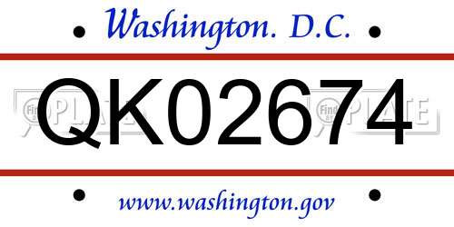 QK02674 District Of Columbia License Plate