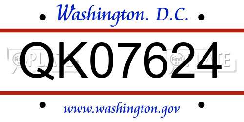 QK07624 District Of Columbia License Plate