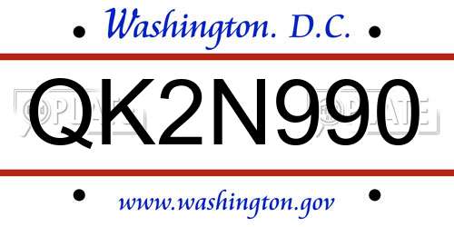 QK2N990 District Of Columbia License Plate