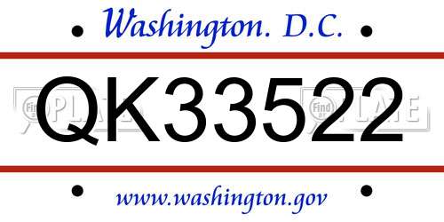 QK33522 District Of Columbia License Plate