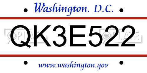 QK3E522 District Of Columbia License Plate