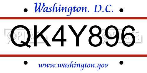 QK4Y896 District Of Columbia License Plate