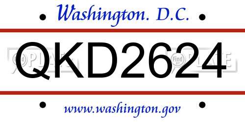 QKD2624 District Of Columbia License Plate