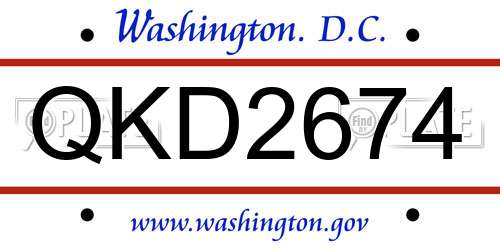 QKD2674 District Of Columbia License Plate