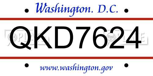 QKD7624 District Of Columbia License Plate