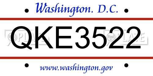QKE3522 District Of Columbia License Plate