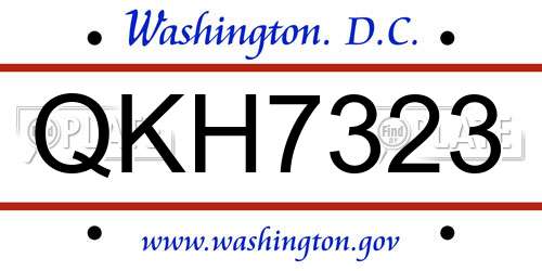 QKH7323 District Of Columbia License Plate