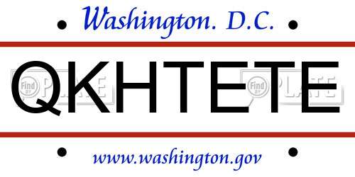 QKHTETE District Of Columbia License Plate