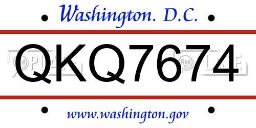QKQ7674 District Of Columbia License Plate