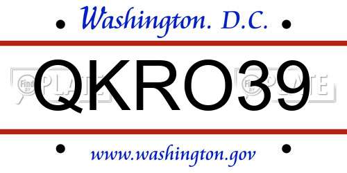 QKRO39 District Of Columbia License Plate