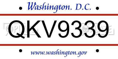 QKV9339 District Of Columbia License Plate