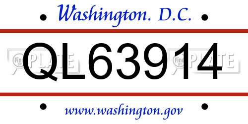 QL63914 District Of Columbia License Plate