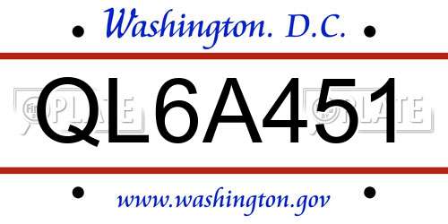 QL6A451 District Of Columbia License Plate
