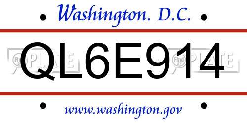 QL6E914 District Of Columbia License Plate