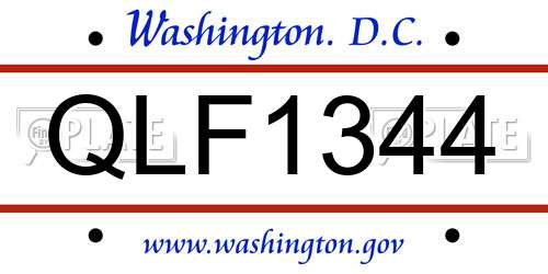 QLF1344 District Of Columbia License Plate