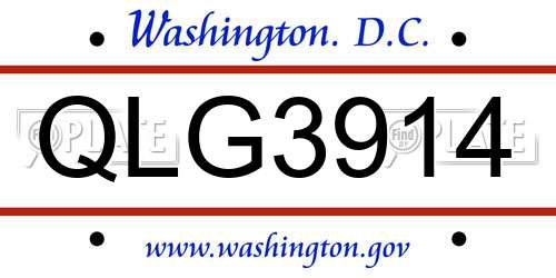 QLG3914 District Of Columbia License Plate