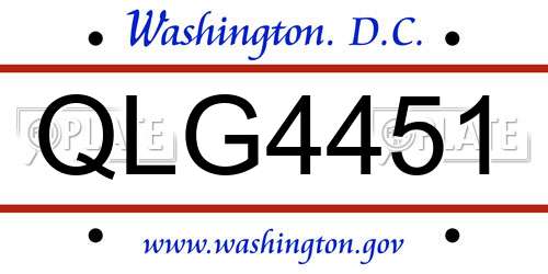 QLG4451 District Of Columbia License Plate