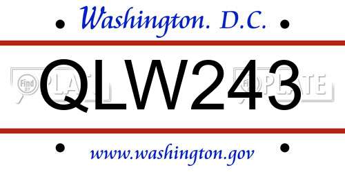 QLW243 District Of Columbia License Plate