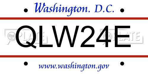 QLW24E District Of Columbia License Plate