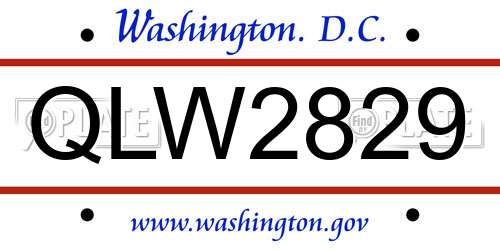 QLW2829 District Of Columbia License Plate