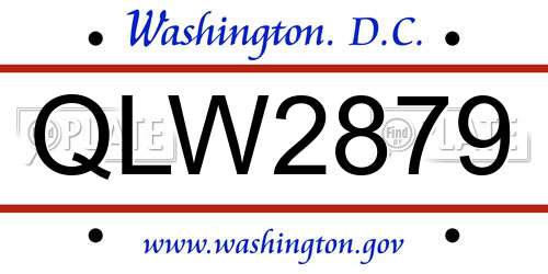 QLW2879 District Of Columbia License Plate