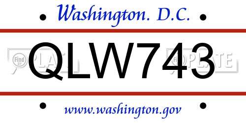 QLW743 District Of Columbia License Plate