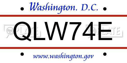QLW74E District Of Columbia License Plate