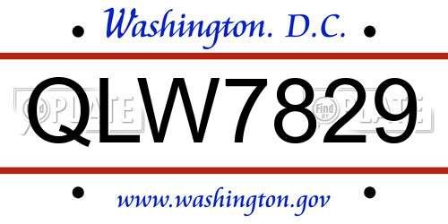 QLW7829 District Of Columbia License Plate
