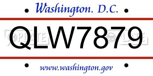 QLW7879 District Of Columbia License Plate