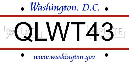 QLWT43 District Of Columbia License Plate